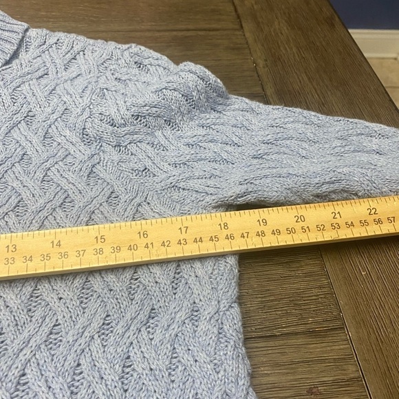 Women’s Jeanne Pierre Blue 100% Cotton Cable-knit Turtleneck Sweater -M - Picture 5 of 6